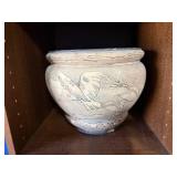 Ceramic Jar Vase with Crane Motif - Decorative Cranes on Pottery Ceramic Jar Vase with Crane Motif - Decorative Cranes on Pottery