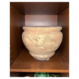 Ceramic Jar Vase with Crane Motif - Decorative Cranes on Pottery Ceramic Jar Vase with Crane Motif - Decorative Cranes on Pottery