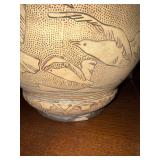 Ceramic Jar Vase with Crane Motif - Decorative Cranes on Pottery Ceramic Jar Vase with Crane Motif - Decorative Cranes on Pottery