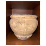 Ceramic Jar Vase with Crane Motif - Decorative Cranes on Pottery Ceramic Jar Vase with Crane Motif - Decorative Cranes on Pottery