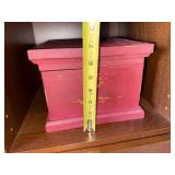 Red Painted Wooden Trinket Box with Keyhole - Vintage Keepsake Box Red Painted Wooden Trinket Box with Keyhole - Vintage Keepsake Box