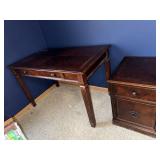 Vintage Writing Desk & Matching Pedestal Cabinet - Dark Wood Finish Vintage Writing Desk & Matching Pedestal Cabinet - Dark Wood Finish