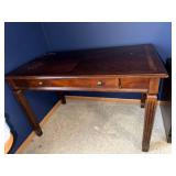 Vintage Writing Desk & Matching Pedestal Cabinet - Dark Wood Finish Vintage Writing Desk & Matching Pedestal Cabinet - Dark Wood Finish