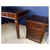 Vintage Writing Desk & Matching Pedestal Cabinet - Dark Wood Finish Vintage Writing Desk & Matching Pedestal Cabinet - Dark Wood Finish