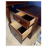 Vintage Writing Desk & Matching Pedestal Cabinet - Dark Wood Finish Vintage Writing Desk & Matching Pedestal Cabinet - Dark Wood Finish