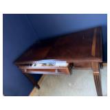 Vintage Writing Desk & Matching Pedestal Cabinet - Dark Wood Finish Vintage Writing Desk & Matching Pedestal Cabinet - Dark Wood Finish