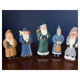 Hand-Carved Wooden Santa Claus Figures (Lot of 5) Hand-Carved Wooden Santa Claus Figures (Lot of 5)