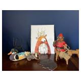 Bear Print & Assorted Holiday Figurines - Santa, Patchwork Duck, Reindeer Bear Print & Assorted Holiday Figurines - Santa, Patchwork Duck, Reindeer