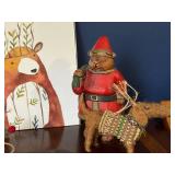 Bear Print & Assorted Holiday Figurines - Santa, Patchwork Duck, Reindeer Bear Print & Assorted Holiday Figurines - Santa, Patchwork Duck, Reindeer