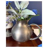 Vintage Ewer-Style Lamp Base with Pink Satin-Glass Vase Vintage Ewer-Style Lamp Base with Pink Satin-Glass Vase