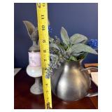 Vintage Ewer-Style Lamp Base with Pink Satin-Glass Vase Vintage Ewer-Style Lamp Base with Pink Satin-Glass Vase