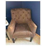 Brown Leather-Look Tufted Armchair - Accent Chair Brown Leather-Look Tufted Armchair - Accent Chair