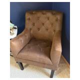 Brown Leather-Look Tufted Armchair - Accent Chair Brown Leather-Look Tufted Armchair - Accent Chair