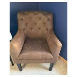 Brown Leather-Look Tufted Armchair - Accent Chair Brown Leather-Look Tufted Armchair - Accent Chair