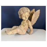 Cherub Angel Statue with Wings - Weathered Stone Finish, Approx 14 in Tall Cherub Angel Statue with Wings - Weathered Stone Finish, Approx 14 in Tall