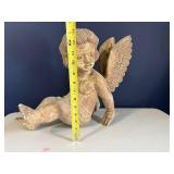 Cherub Angel Statue with Wings - Weathered Stone Finish, Approx 14 in Tall Cherub Angel Statue with Wings - Weathered Stone Finish, Approx 14 in Tall