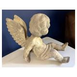 Cherub Angel Statue with Wings - Weathered Stone Finish, Approx 14 in Tall Cherub Angel Statue with Wings - Weathered Stone Finish, Approx 14 in Tall