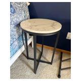 Round Faux Marble Top Side Table - Black Metal Frame, 16 in Dia Round Faux Marble Top Side Table - Black Metal Frame, 16 in Dia