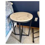Round Faux Marble Top Side Table - Black Metal Frame, 16 in Dia Round Faux Marble Top Side Table - Black Metal Frame, 16 in Dia