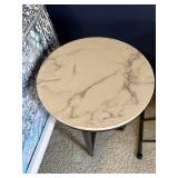 Round Faux Marble Top Side Table - Black Metal Frame, 16 in Dia Round Faux Marble Top Side Table - Black Metal Frame, 16 in Dia