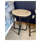 Round Faux Marble Top Side Table - Black Metal Frame, 16 in Dia Round Faux Marble Top Side Table - Black Metal Frame, 16 in Dia