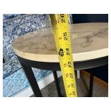 Round Faux Marble Top Side Table - Black Metal Frame, 16 in Dia Round Faux Marble Top Side Table - Black Metal Frame, 16 in Dia
