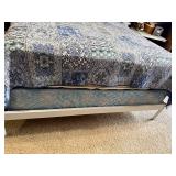 Queen Bed with Metal Frame & Patchwork Blue Quilt Bedding Queen Bed with Metal Frame & Patchwork Blue Quilt Bedding