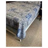 Queen Bed with Metal Frame & Patchwork Blue Quilt Bedding Queen Bed with Metal Frame & Patchwork Blue Quilt Bedding