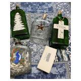 Glass Bottles (Lot of 4) - Tree, Faith Cross, Star Decanter, Bird Motif with Bottle top Light Inserts Glass Bottles (Lot of 4) - Tree, Faith Cross, Star Decanter, Bird Motif with Bottle top Light Inserts