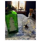 Glass Bottles (Lot of 4) - Tree, Faith Cross, Star Decanter, Bird Motif with Bottle top Light Inserts Glass Bottles (Lot of 4) - Tree, Faith Cross, Star Decanter, Bird Motif with Bottle top Light Inserts