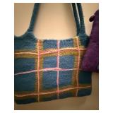 Windhorse Hand Felted Bags - Blue Grid Tote & Purple Dot Tote (Set of 2) Windhorse Hand Felted Bags - Blue Grid Tote & Purple Dot Tote (Set of 2)