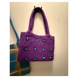 Windhorse Hand Felted Bags - Blue Grid Tote & Purple Dot Tote (Set of 2) Windhorse Hand Felted Bags - Blue Grid Tote & Purple Dot Tote (Set of 2)