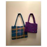 Windhorse Hand Felted Bags - Blue Grid Tote & Purple Dot Tote (Set of 2) Windhorse Hand Felted Bags - Blue Grid Tote & Purple Dot Tote (Set of 2)
