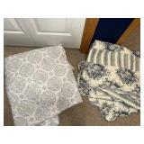 Queen Size Quilts - Gray Damask Pattern & Navy Floral Stripe (Lot of 2) Queen Size Quilts - Gray Damask Pattern & Navy Floral Stripe (Lot of 2)