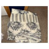 Queen Size Quilts - Gray Damask Pattern & Navy Floral Stripe (Lot of 2) Queen Size Quilts - Gray Damask Pattern & Navy Floral Stripe (Lot of 2)