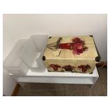 Decorative Floral-Print Storage Box & 3 Clear Plastic Baskets Decorative Floral-Print Storage Box & 3 Clear Plastic Baskets