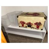 Decorative Floral-Print Storage Box & 3 Clear Plastic Baskets Decorative Floral-Print Storage Box & 3 Clear Plastic Baskets
