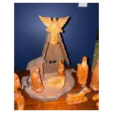 Wooden Nativity Scene 12-Piece Hand-Carved Figures with Stable & Angel Wooden Nativity Scene 12-Piece Hand-Carved Figures with Stable & Angel