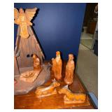 Wooden Nativity Scene 12-Piece Hand-Carved Figures with Stable & Angel Wooden Nativity Scene 12-Piece Hand-Carved Figures with Stable & Angel
