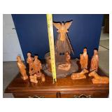 Wooden Nativity Scene 12-Piece Hand-Carved Figures with Stable & Angel Wooden Nativity Scene 12-Piece Hand-Carved Figures with Stable & Angel