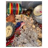 Assorted Christmas Ornaments in Clear Tote - Balls, Snowflakes, Stars & Ribbons Assorted Christmas Ornaments in Clear Tote - Balls, Snowflakes, Stars & Ribbons