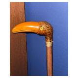 Carved Bird-Head Walking Cane with Leather Briefcase Carved Bird-Head Walking Cane with Leather Briefcase