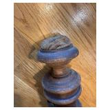 Antique Wooden Sewing Clamp with Original Pin Cushion Antique Wooden Sewing Clamp with Original Pin Cushion