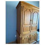 Oak Armoire Cabinet - 2-Piece, Upper & Lower Doors, Paneled Oak Armoire Cabinet - 2-Piece, Upper & Lower Doors, Paneled