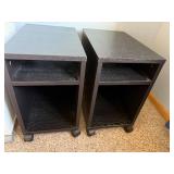 End Tables - Black Wood on Casters (Pair) End Tables - Black Wood on Casters (Pair)