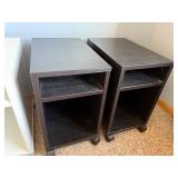 End Tables - Black Wood on Casters (Pair) End Tables - Black Wood on Casters (Pair)