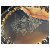 Nickel Silver Oval Tray with Ornate Rim and Dual Handles Nickel Silver Oval Tray with Ornate Rim and Dual Handles