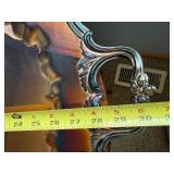 Nickel Silver Oval Tray with Ornate Rim and Dual Handles Nickel Silver Oval Tray with Ornate Rim and Dual Handles