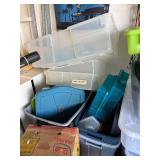 Plastic Storage Totes & Lids - Clear/Blue Assorted Sizes