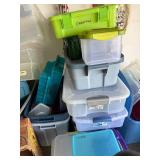 Plastic Storage Totes & Lids - Clear/Blue Assorted Sizes